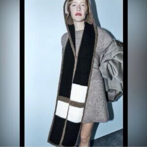 Zara Stylish Black, White, and Brown Scarf